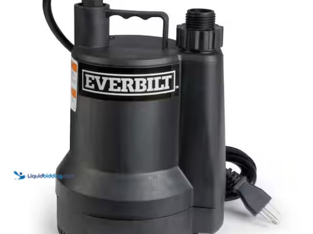 Lot 49-1515905 - Everbilt 1/6 HP Plastic Submersible Utility Pump, Model # SUP54-HD, Slightly used, Tested works.  Re...