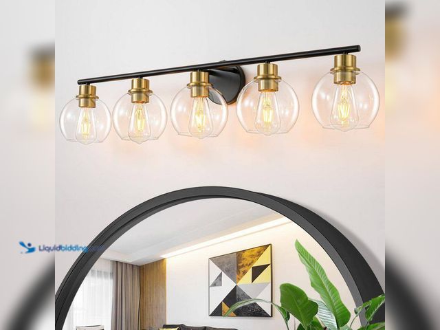 Lot 49-5552001 - Deyidn
Modern 37.4 in. 5-Light Black Bathroom Vanity Light Interior Powder Room Lighting with Clear...