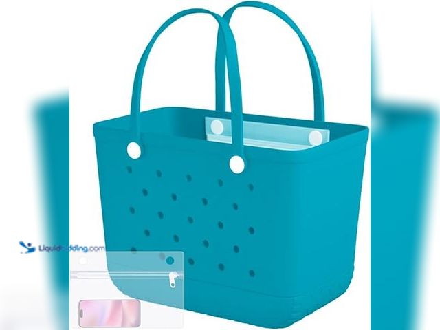 Lot 49-5409743 - X-Large & L Rubber Beach Bag Tote Waterproof Tote Bag with Zipper Pocket Modern Travel Tote Bag Spor...