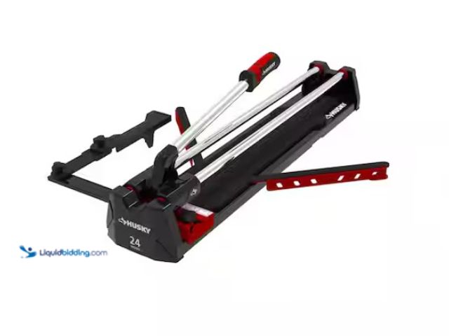 Lot 49-1547194 - Husky 24 in. Tile Cutter with Tungsten Carbide Blade and Adjustable Gauge, Model # JHD600, Slightly ...
