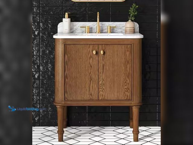 Lot 49-1568639 - Home Decorators Collection Collette 30 in. Single Sink Cinnamon Oak Bath Vanity with White Carrara M...