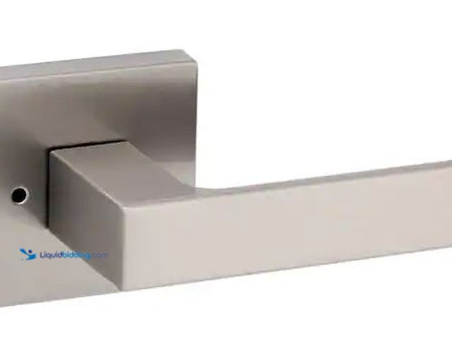 Lot 49-3472094 - Lot of 2 Kwikset Singapore Square Satin Nickel Bed/Bath Door Handle with Microband and Lock Model # ...