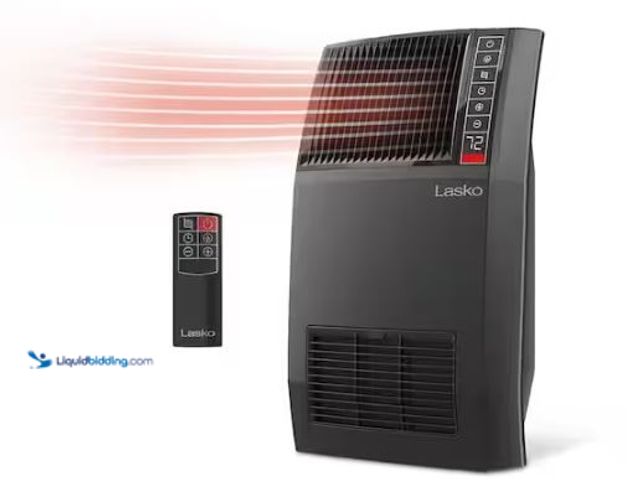 Lot 49-3473049 - Lasko 1500-Watt 20 in. Black Electric Console Ceramic Space Heater with Tip-Over Switch, Adjustable ...