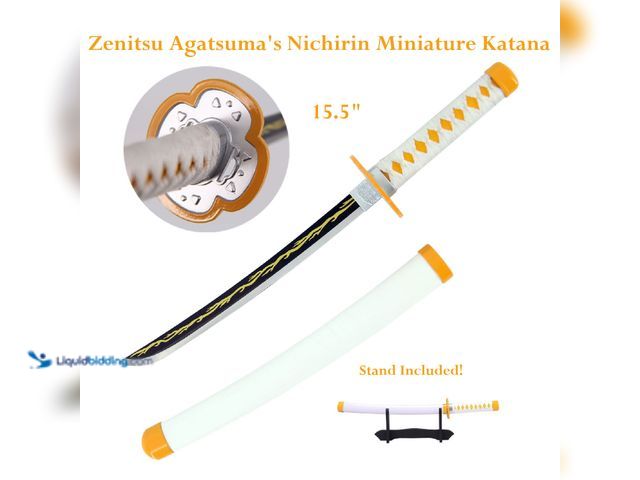Lot 49-1616470 - Zenitsu Agatsuma's Nichirin Miniature Katana 15.5" with 9.5" Stainless Steel Blade - NEW - This care...