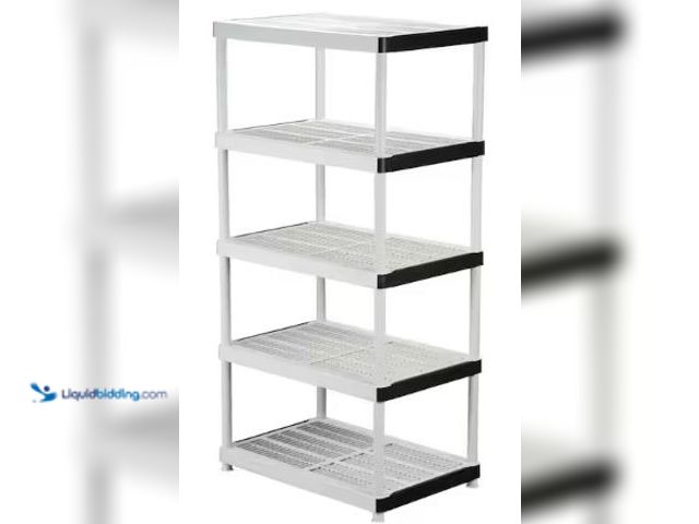 Lot 49-3615732 - HDX 5-Tier Easy Assembly Multi-Purpose Plastic Garage Storage Shelving Unit in Gray (36 in. W x 72 i...