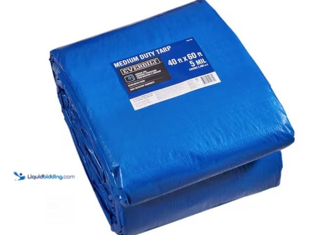 Lot 49-2026175 - Everbilt 40 ft. x 60 ft. Blue Medium Duty Tarp, Model # PY007. msrp: $239.00.  Unused.  Ref#HD0925