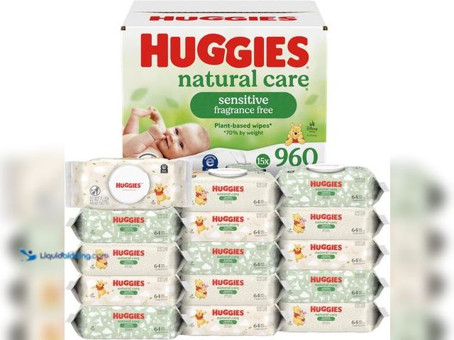 Lot 49-3527419 - Huggies Natural Care Sensitive Baby Wipes, Unscented, Hypoallergenic, 99% Purified Water, 15 Flip-To...
