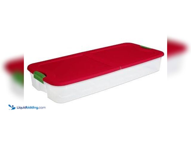 Lot 49-3563487 - Sterilite 74qt Ultra Clear Under Bed Latch Box Clear Base Flat Red Lid and Latches: Portable Storage...