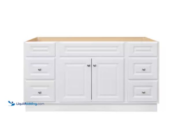 Lot 49-1624765 - Glacier Bay Hampton 60 in. Bathroom Vanity Cabinet without Top in White (Assembled) Model # HWH60D, ...
