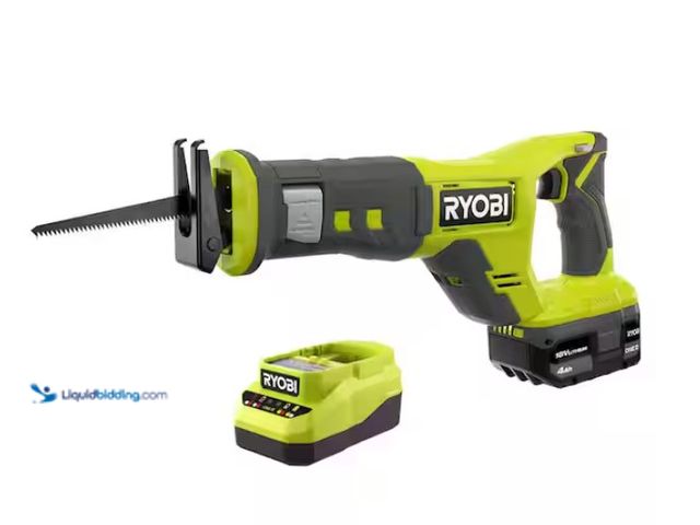Lot 49-3433259 - RYOBI ONE+ 18-Volt Cordless Reciprocating Saw Kit with 4.0 Ah Battery and Charger, Model # PCL515K1,...