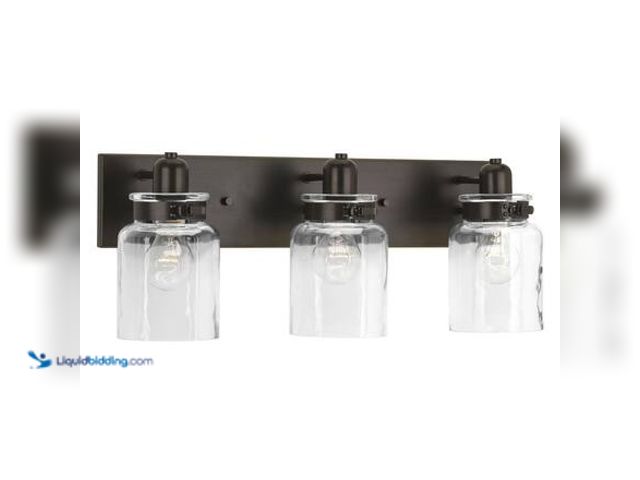 Lot 49-5546457 - Progress Lighting Calhoun Collection 21-5/8 in. 3-Light Antique Bronze Clear Glass Farmhouse Urban I...