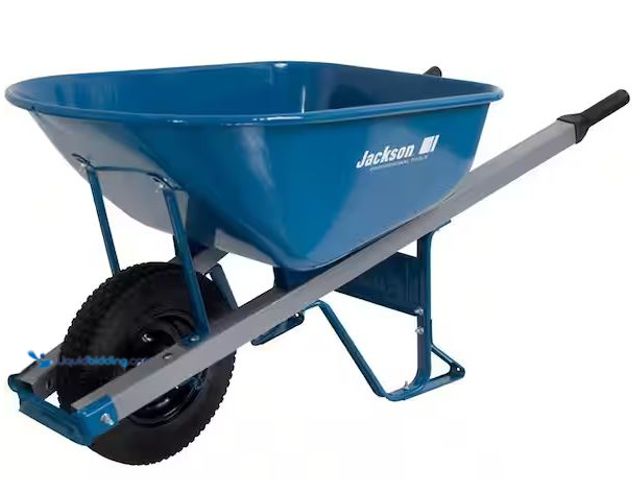 Lot 49-5465025 - Jackson
6 cu. ft. Heavy Gauge Seamless Steel Wheelbarrow with Steel Handles Internet # 204759796
M...
