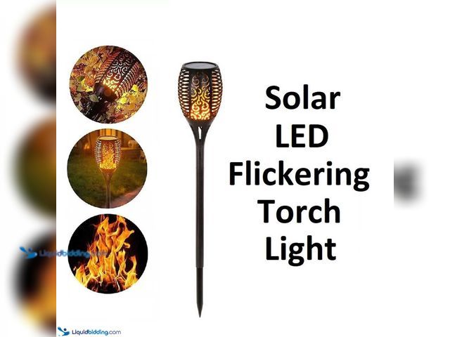 Lot 49-5388237 - Lot of 1 Solar Waterproof LED Flickering Flame Torch Light - Orange Light - NEW - Perfect for pathwa...