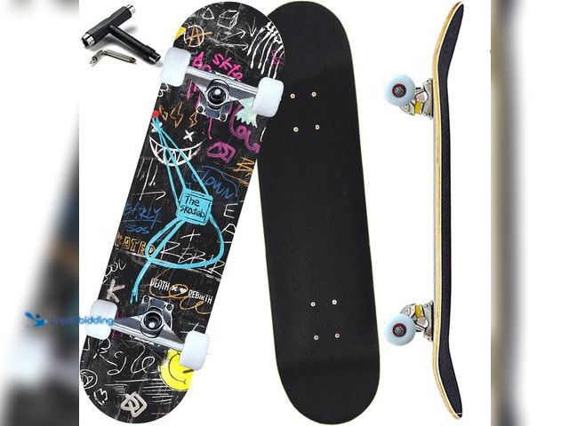 Lot 49-5496031 - ANYFUN Pro Complete Skateboards for Beginners Girls Boys Kids Youths Teens Adults 31''x8'' Skate Boa...