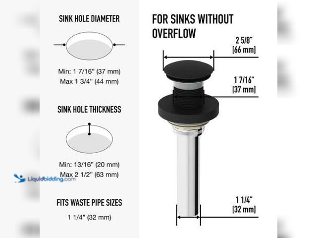 Lot 49-5581941 - VIGO Vessel Bathroom Sink Pop-Up Drain and Mounting Ring, Matte Black Model # VG07000MB Unused