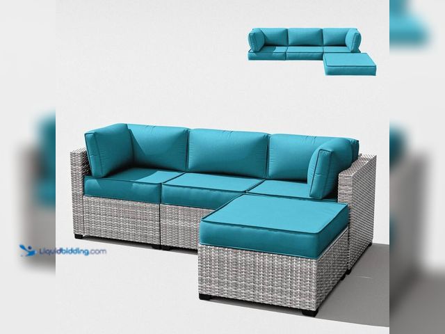 Lot 49-5414415 - Kimunuk 25.6 in. x 25.6 in. x 4 in. (9-Piece) Deep Seating Outdoor Lounge Chair Sectional Cushion La...