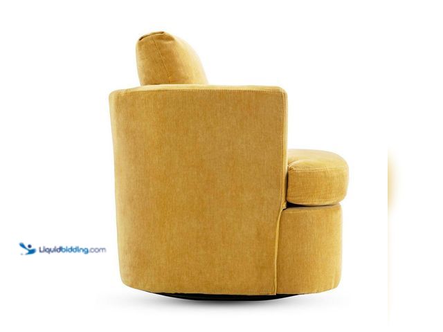 Lot 49-5408102 - LUE BONA 32 in. W Mustard Chenille Swivel Accent Barrel Chair Upholstered Armchair Comfy Sofa Chair ...