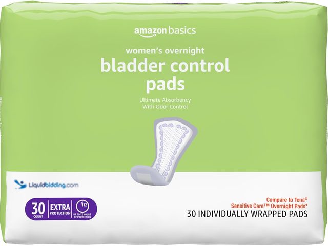 Lot 49-5546033 - Amazon Basics Incontinence Pads for Women, Postpartum Pads, Bladder Control, Overnight Absorbency, F...