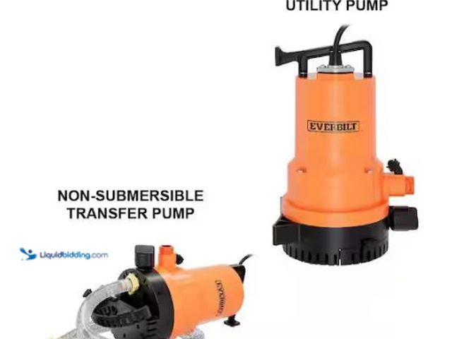 Lot 49-3432699 - Everbilt 1/4 HP 2-in-1 Submersible Utility and Transfer Pump, Model # UTA02510, Slightly used, Power...