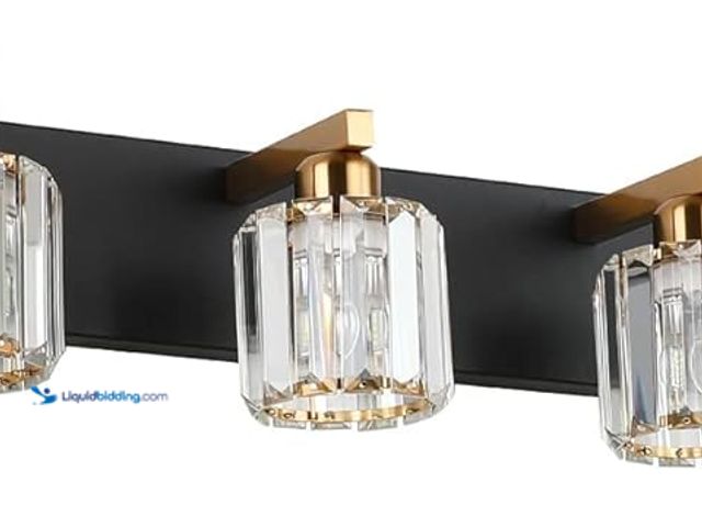 Lot 49-3532267 - Aipsun Bathroom Light Fixtures Crystal Vanity Light Black and Gold 6 Lights Vanity Lighting Fixtures...