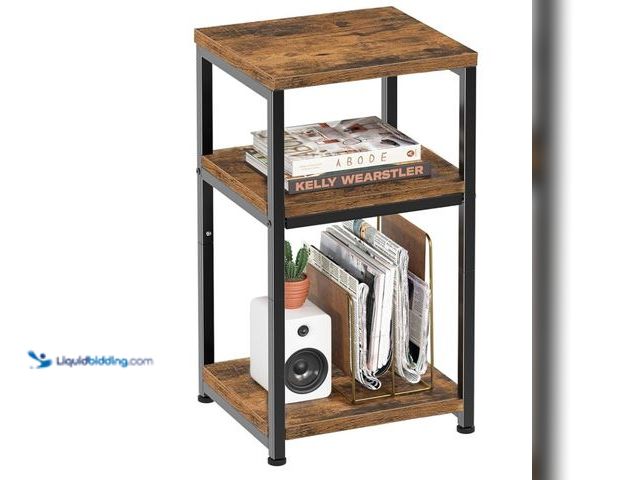 Lot 49-1575695 - Simple Trending 3 Tier Side Table, End Table Night Stand Sofa Table Shelf for Living Room, Rustic Br...