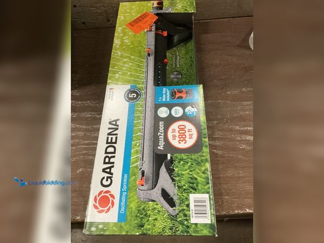 Lot 49-3539474 - Gardena 3800 sq ft Metal Oscillating Sprinkler W/ Aqua Zoom Model 18714-81 (unable to test) Unused