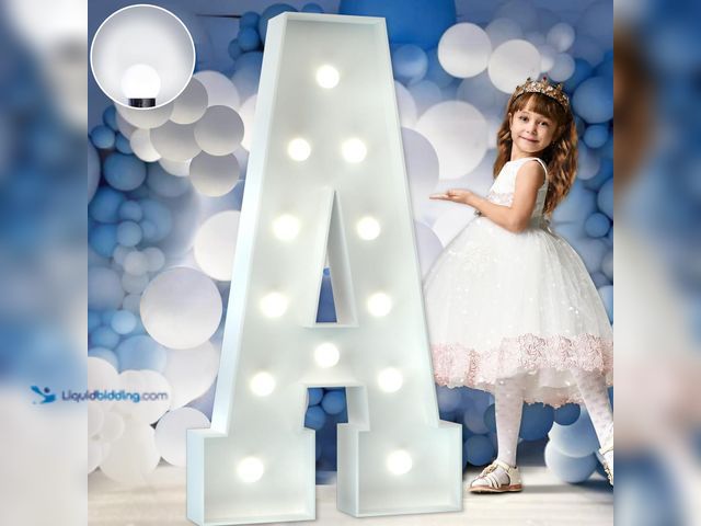 Lot 49-5406178 - imprsv 4FT Marquee Letters A for Party Decorations, Marry Me, Baby Marquee Letters for Decor, Weddin...