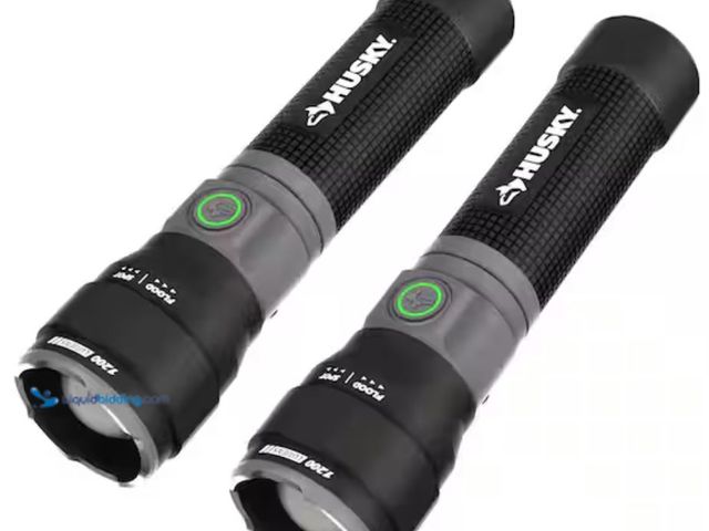 Lot 49-2005923 - (2-Pack) Husky 1200 Lumens Rechargeable LED Tactical Compact Flashlight, Model # PVL-FLT-0036, Unuse...