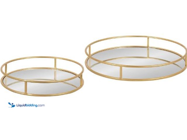Lot 49-1558988 - Kate and Laurel Felicia Modern Glam Metal Nesting Trays | Decorative Round Shape with Handles and Mi...