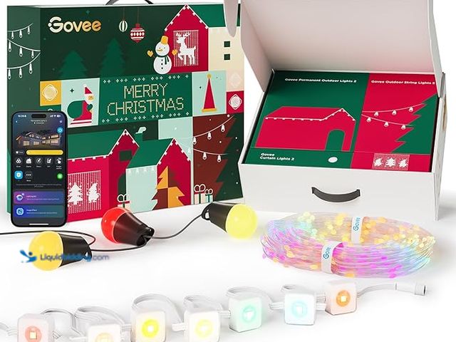 Lot 49-1539976 - Govee Christmas Lights set, 100ft Permanent Outdoor Lights, 96ft String Lights, 9×6.6ft Curtain Ligh...