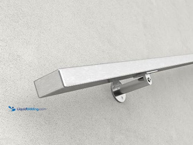 Lot 49-1632052 - 10-Ft Pre-Drilled Stair Handrail 1"x2" Rectangular Brushed Wall Mounted Handrail Stainless Steel Saf...
