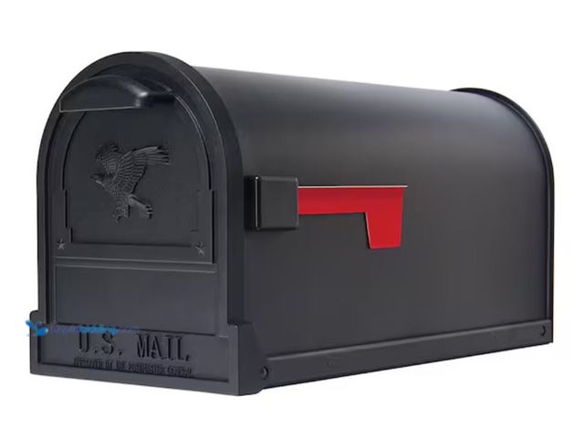 Lot 49-3611933 - Architectural Mailboxes Arlington Textured Black, Large, Steel, Post Mount Mailbox, Model # AR15B0AM...