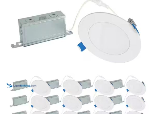 Lot 49-1631336 - HALO HLBSL 4 in. Adjustable Canless Integrated LED Recessed Light, 600 Lumens, 5CCT, White (12-Pack)...