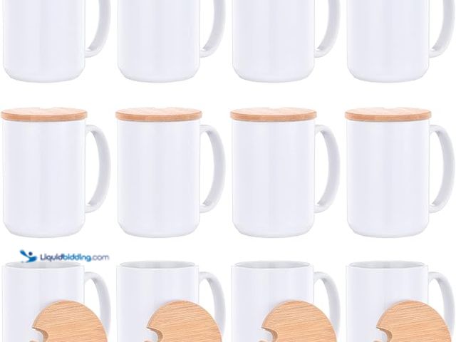 Lot 49-5446947 - RAINBOWTIE Sublimation Mugs 15 oz with Bamboo Lid Ceramic Coffee Cup Sublimation Coffee Mugs Tazas P...