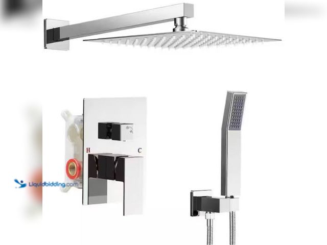 Lot 49-1623811 - AKLFGN Single Handle 2-Spray Square Shower Faucet Bathroom Shower Combo Set 2.5 GPM with Adjustable ...