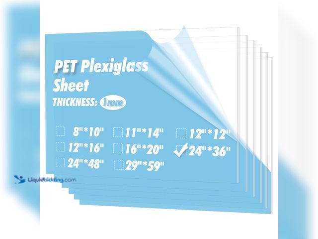 Lot 49-5483328 - Art3d 5-Pack of 24×36" PET/Plexiglass Sheets, Transparent Clear Flexible Plastic Sheet Panels for Cr...