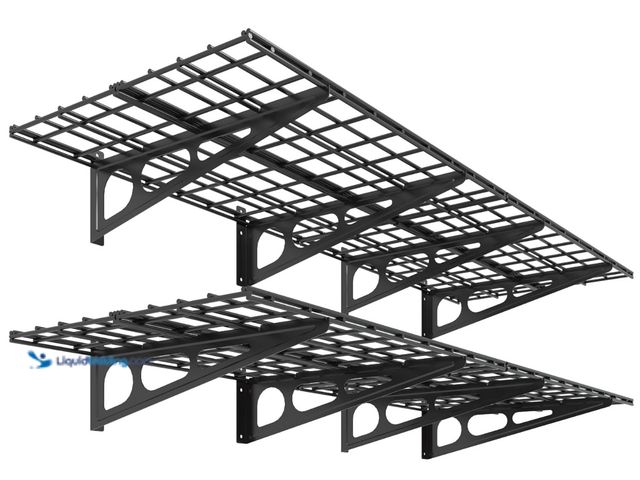 Lot 49-1555619 - FLEXIMOUNTS 2-Pack 2x6ft Garage Shelving 24-inch-by-72-inch Wall Shelf Garage Storage Rack Floating ...