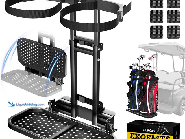 Lot 49-5488451 - Foldable Golf Cart Rear Seat Bag Holder, Upgraded Golf Cart Rear Seat Bag Rack Only Fits 8-Inch Max ...