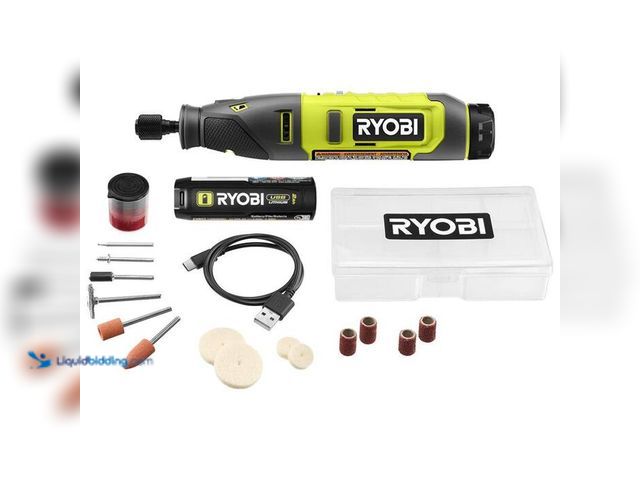 Lot 49-2021965 - RYOBI USB Lithium Rotary Tool Kit with 2.0 Ah USB Lithium Battery and Charging Cable. Model # FVM51K...