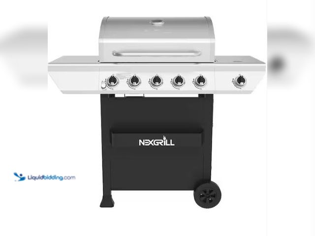 Lot 49-1573914 - Nexgrill 5-Burner Propane Gas Grill in Stainless Steel with Side Burner and Condiment Rack, Model # ...