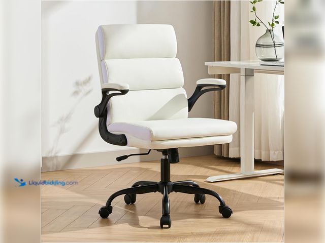 Lot 49-5485978 - Office Chair Adjustable Desk Chair Mid Back Executive Comfortable Bonded Leather Ergonomic Back Supp...