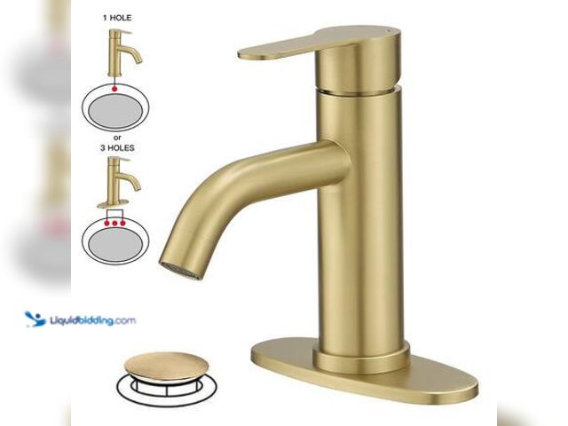 Lot 49-5581631 - Single Hole Single-Handle Bathroom Faucet in Brushed Gold Model # A-96024-BG-3 UNUSED