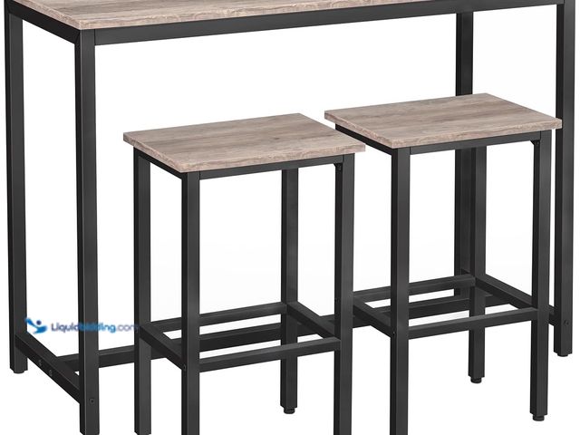 Lot 49-3564646 - HOOBRO Bar Table and Chairs Set, 47.2” Rectangular Pub Table with 2 Stools for Small Space, 3-Piece ...