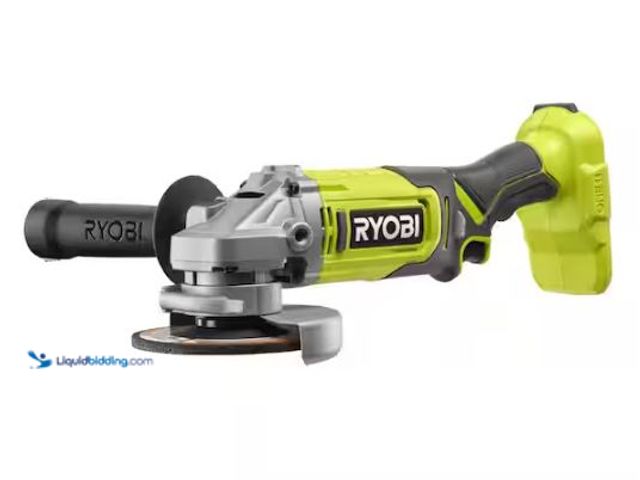 Lot 49-1577190 - RYOBI ONE+ 18V Cordless 4-1/2 in. Angle Grinder (Tool Only), Model # PCL445B, Slightly used, Powers ...