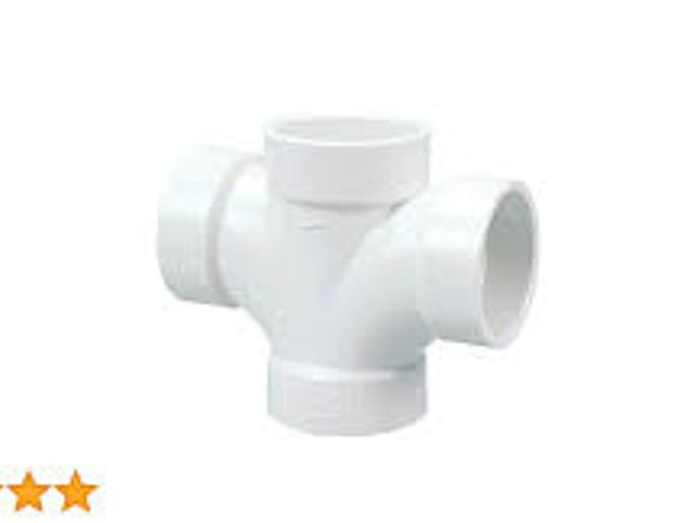 Lot 49-5411790 - QTY 2 - NIBCO 4 in. PVC DWV All Hub Double Sanitary Tee. Model # C4835HD4. Unused