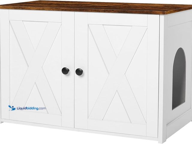 Lot 49-3564420 - Dwanton Litter Box Enclosure, Cat Litter Box Furniture Hidden, Reversible Entrance Can Be on Left or...
