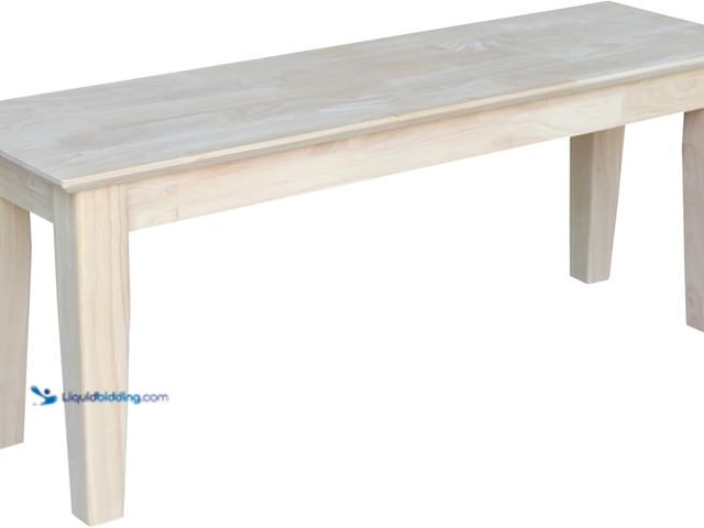 Lot 49-5459589 - Solid Wood Shaker Style Accent Bench, Unfinished. Model #B0029LHRLS. Unused.