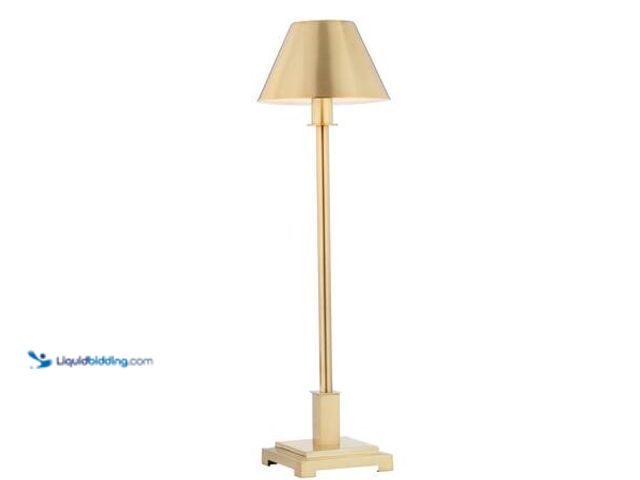 Lot 49-5553572 - JONATHAN Y Roxy 26 in. Brushed Brass Metal Shade Table Lamp Model # JYL6006B NEW