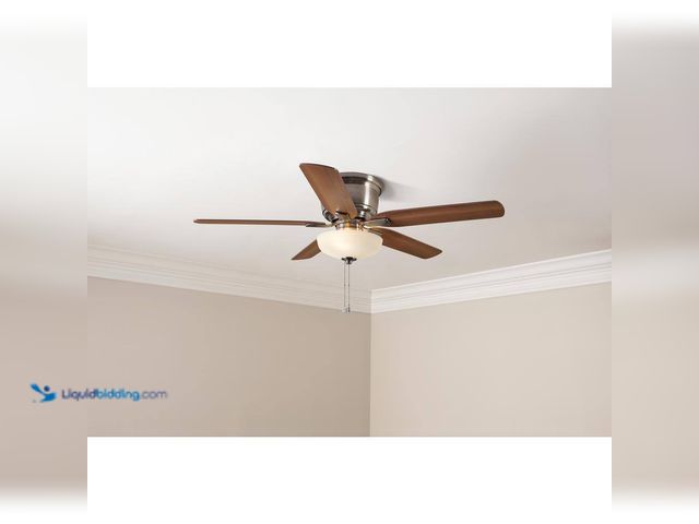 Lot 49-3564033 - Holly Springs Low Profile 52 in. LED Indoor Brushed Nickel Ceiling Fan with Light Kit (unable to tes...