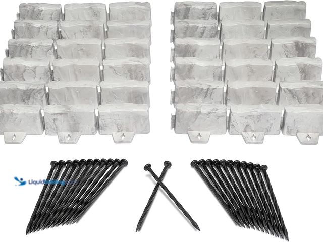 Lot 49-5410527 - EasyFlex No-Dig Landscape Edging with Anchoring Spikes, 2.7 in. Tall Decorative Stone-Look Garden Bo...